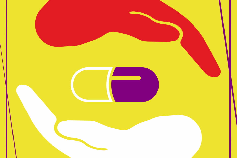 Hands cradling a pill.